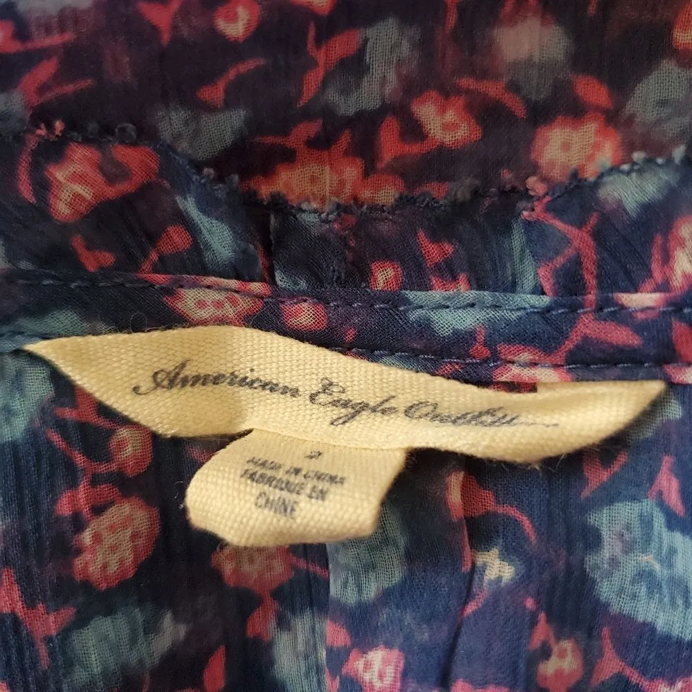American Eagle Outfitters Blue & Pink Floral Sheer Tank Top (2) - Image 5