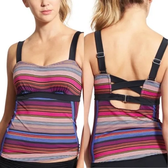 ATHLETA Capri Stripe Pura Tankini Swim Top Sz 34B/C - Image 2