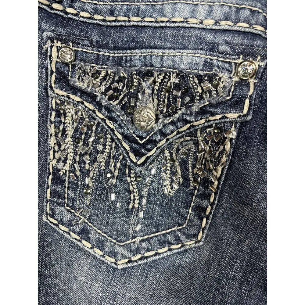 Miss Me Women’s Jeans Sz 28 Easy Boot Embellished Beaded Embroidered Casual - Image 6