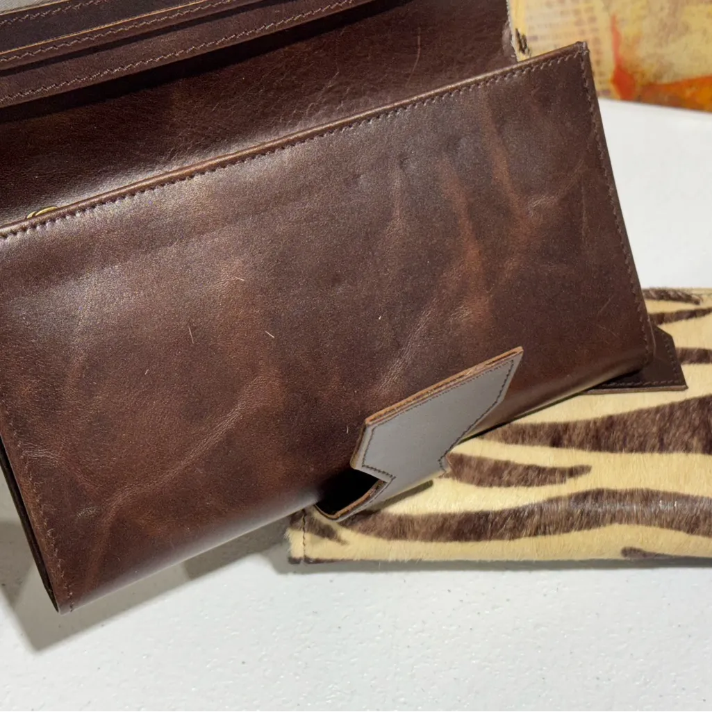 Lot Of 4 Real Handmade Animal Print Fur Leather Loop Closure Wallet/Hand Clutch - Image 7