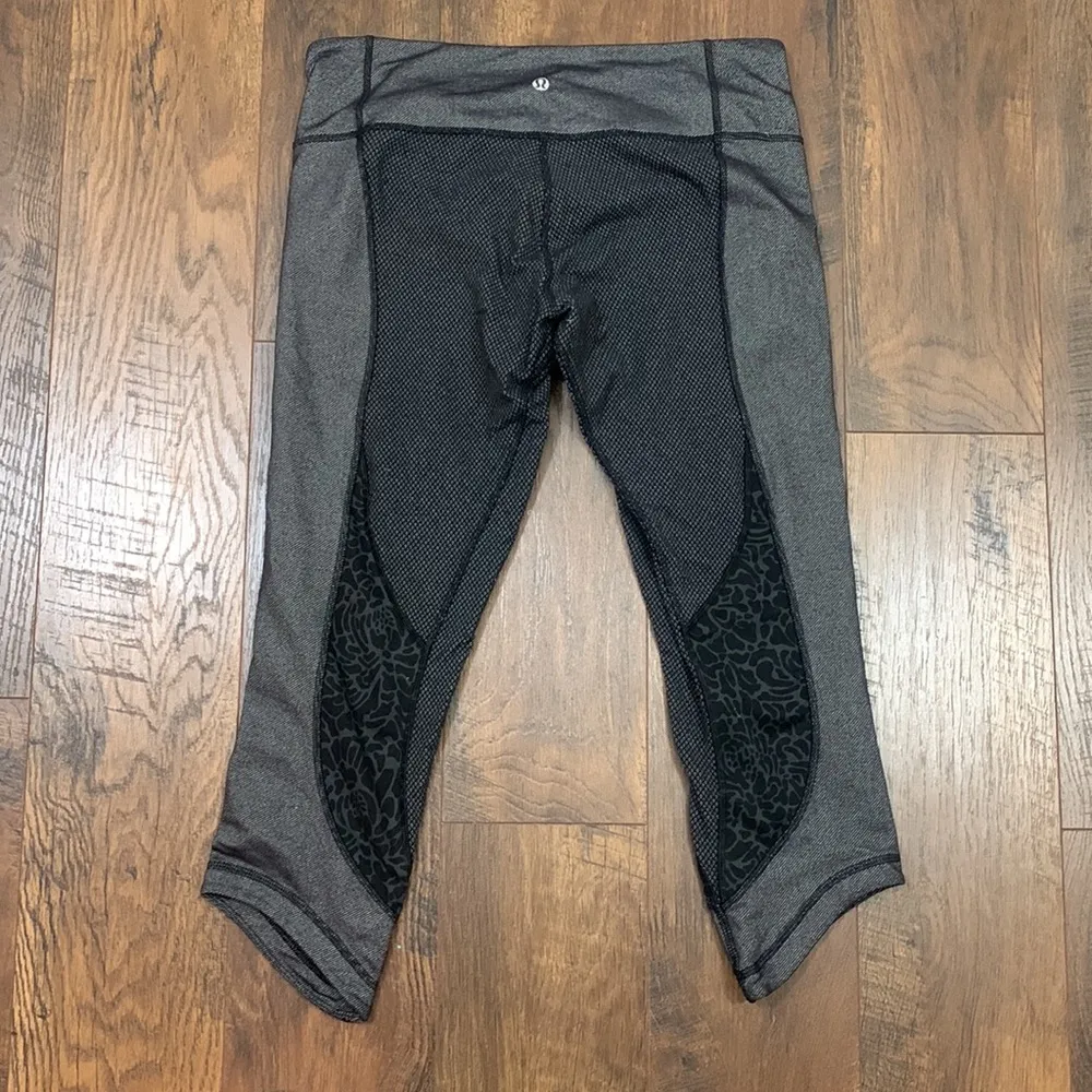 Lululemon Wunder Under Crop Sashiko Black/Gray Leggings - Image 5