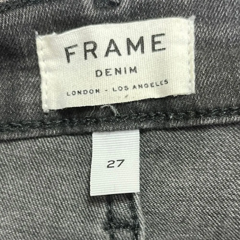 Frame Denim Tierra Black High Rise Stretch Ankle Straight Leg Jeans Size 27 - Image 4