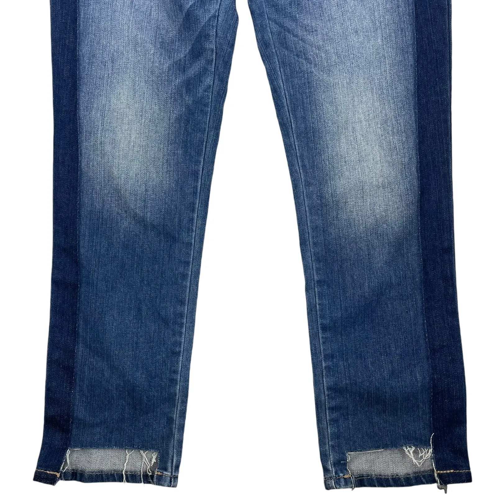 WHBM Tuxedo Mid Rise Straight Leg Crop Jeans Step Hem Med Wash Size 4 - Image 6