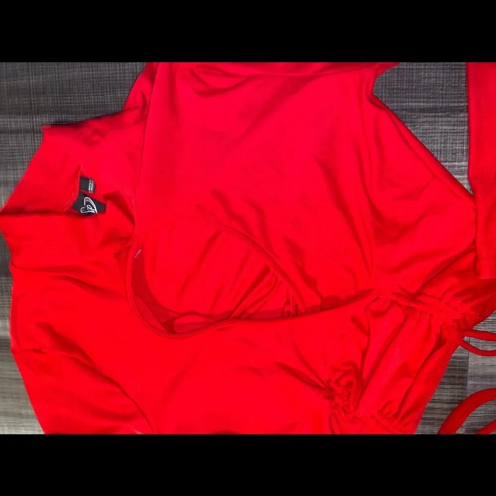 Windsor Red Long Sleeve Wrap Top - Image 3