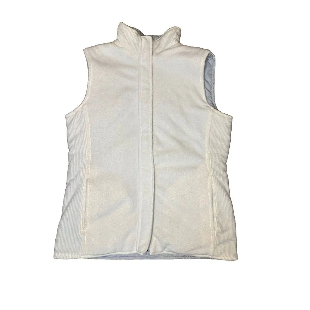 Izod Puffer Vest Reversible Zip Up Fleece  Lightweight Grayish‎ White Vest Sz S - Image 6