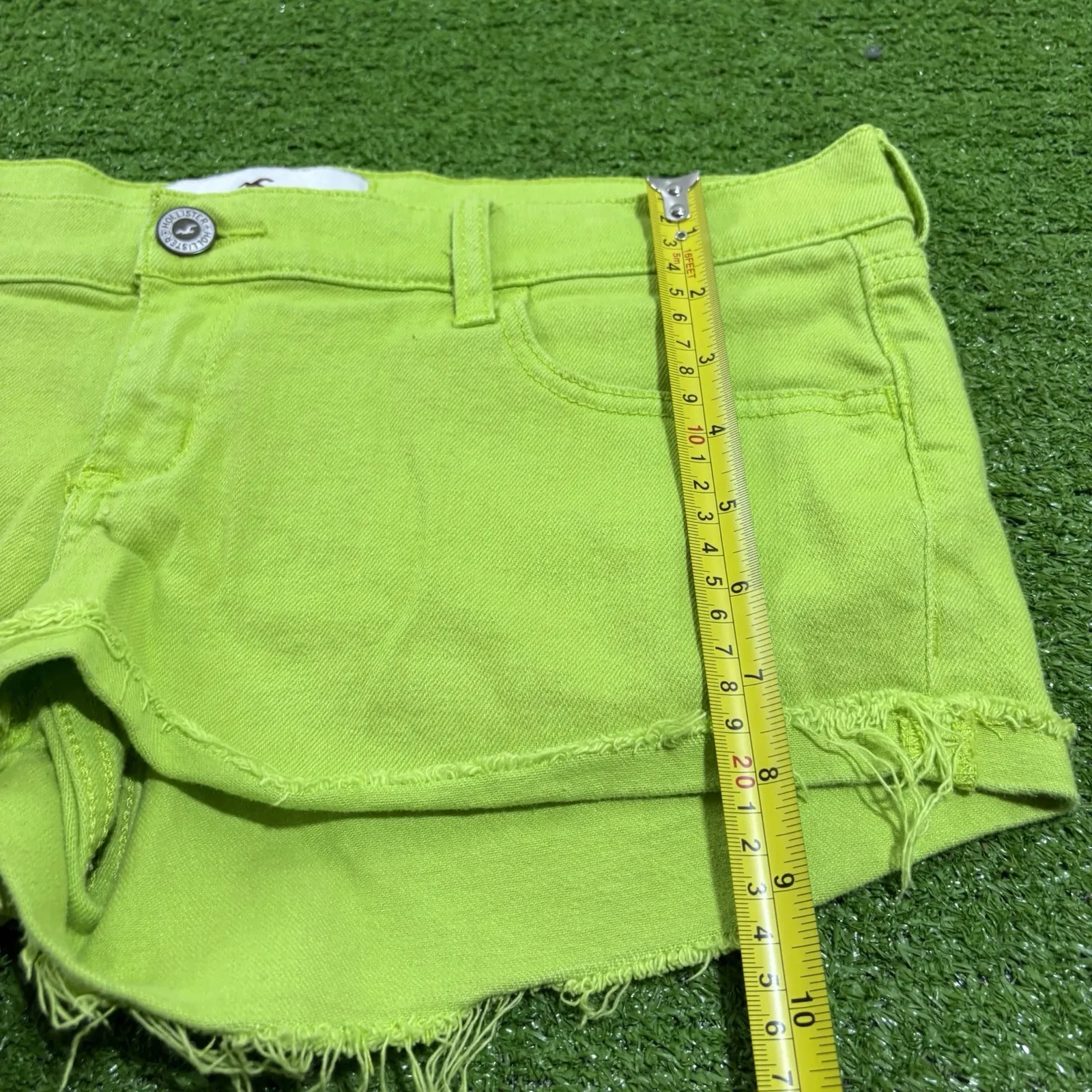 VTG Y2K Hollister Low Rise Micro Denim Booty Shorts 9/29 Trashy Brat Lime Green - Image 3