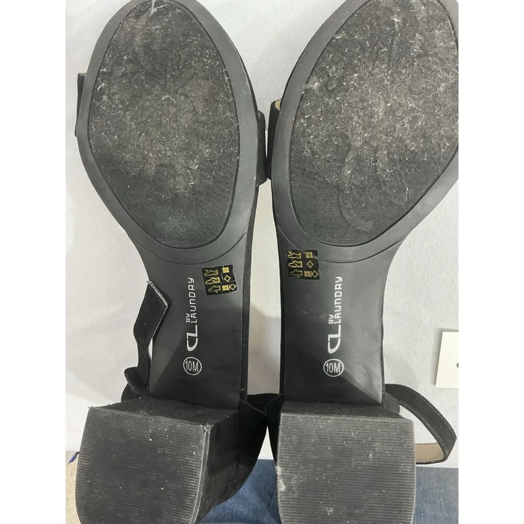 Womans Cl By Laundry Sandals 10 M Black Ankle Strap Open Toe Block Heel - Image 8