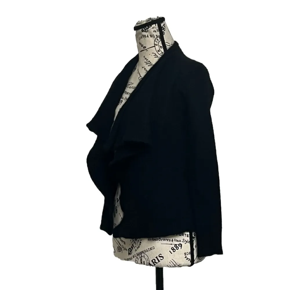 100% Cashmere Waterfall Cardigan Black XS – Goth Grunge Witchy Vampy Minimalist - Image 3