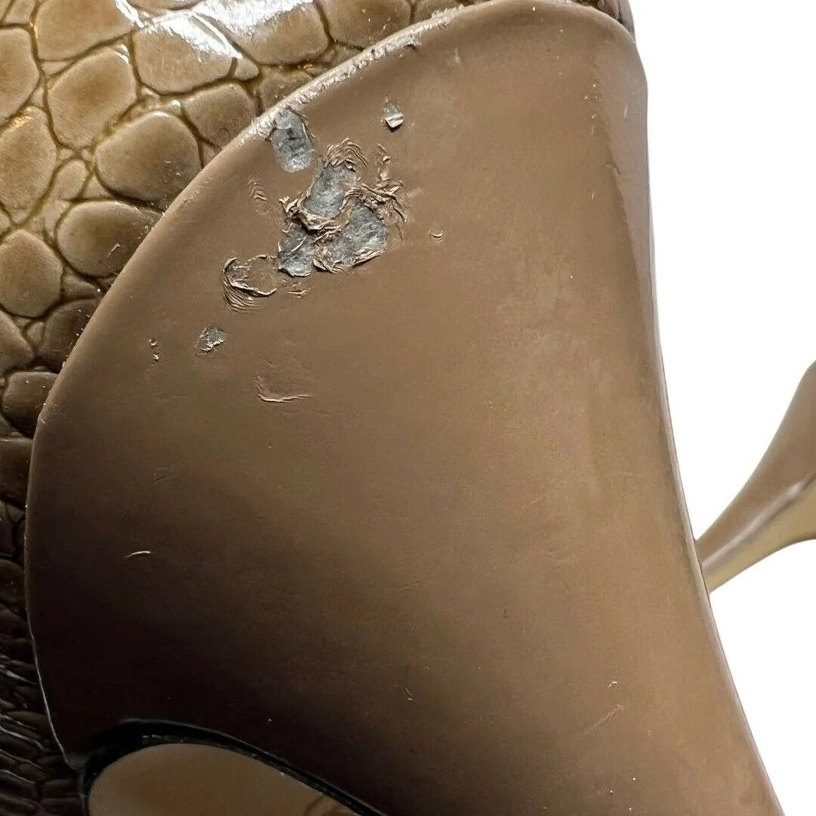 Anne Klein Brown Taupe Round Toe Faux Alligator Textured Heels Size‎ 7M - Image 7