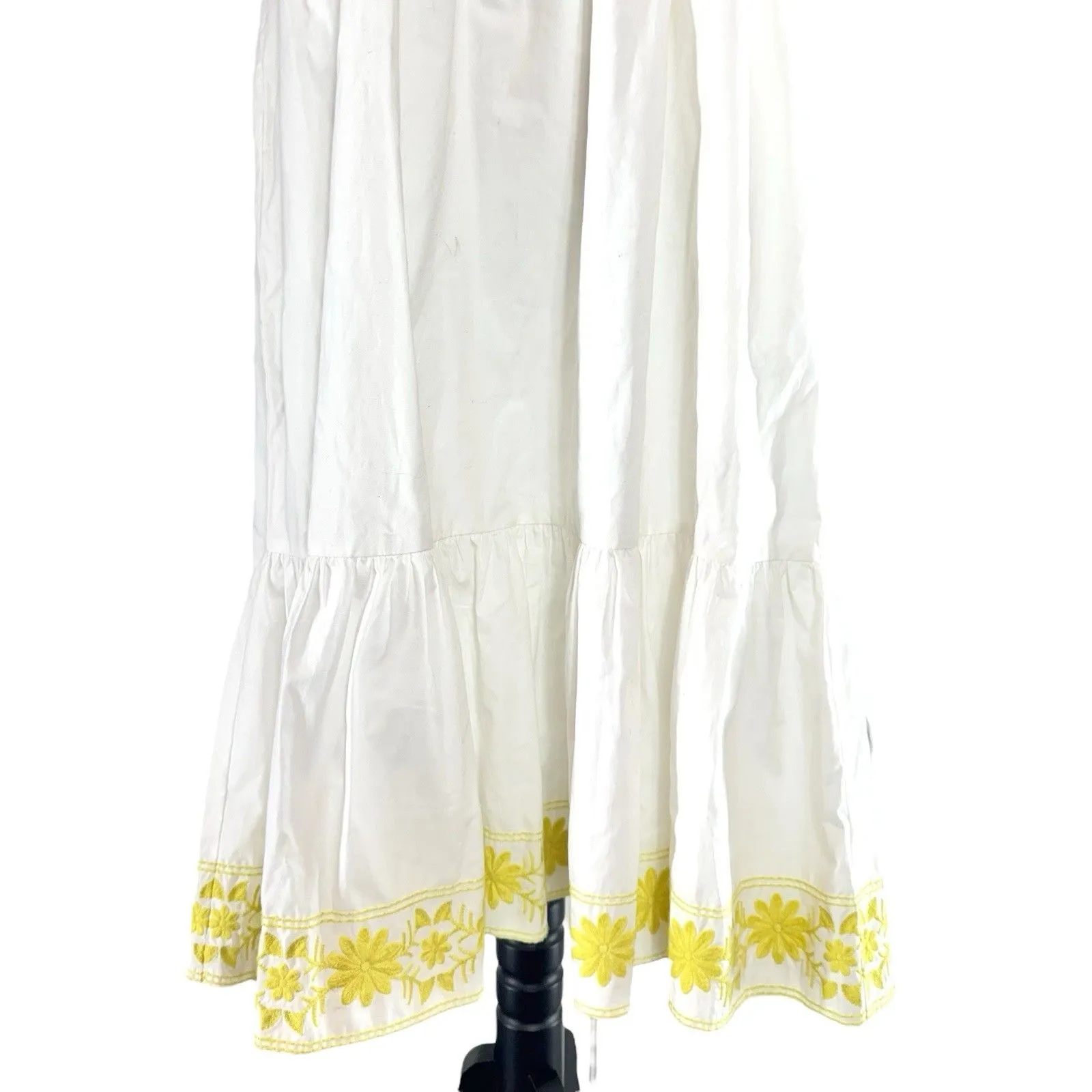 Ann Mashburn Embroidered Tiered Midi Dress XL White Yellow Cottage Tea Party NWT - Image 4