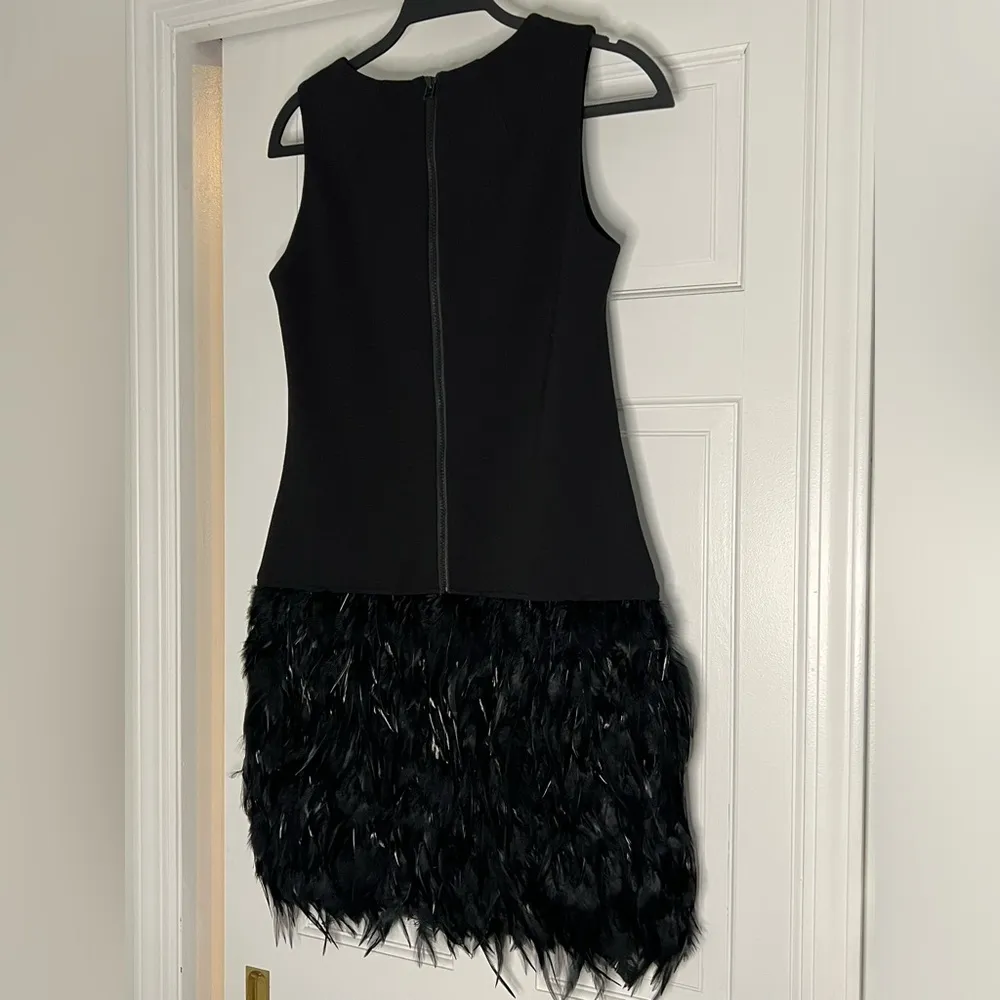PINK TARTAN • BLACK FEATHER DRESS Size XS - Image 5