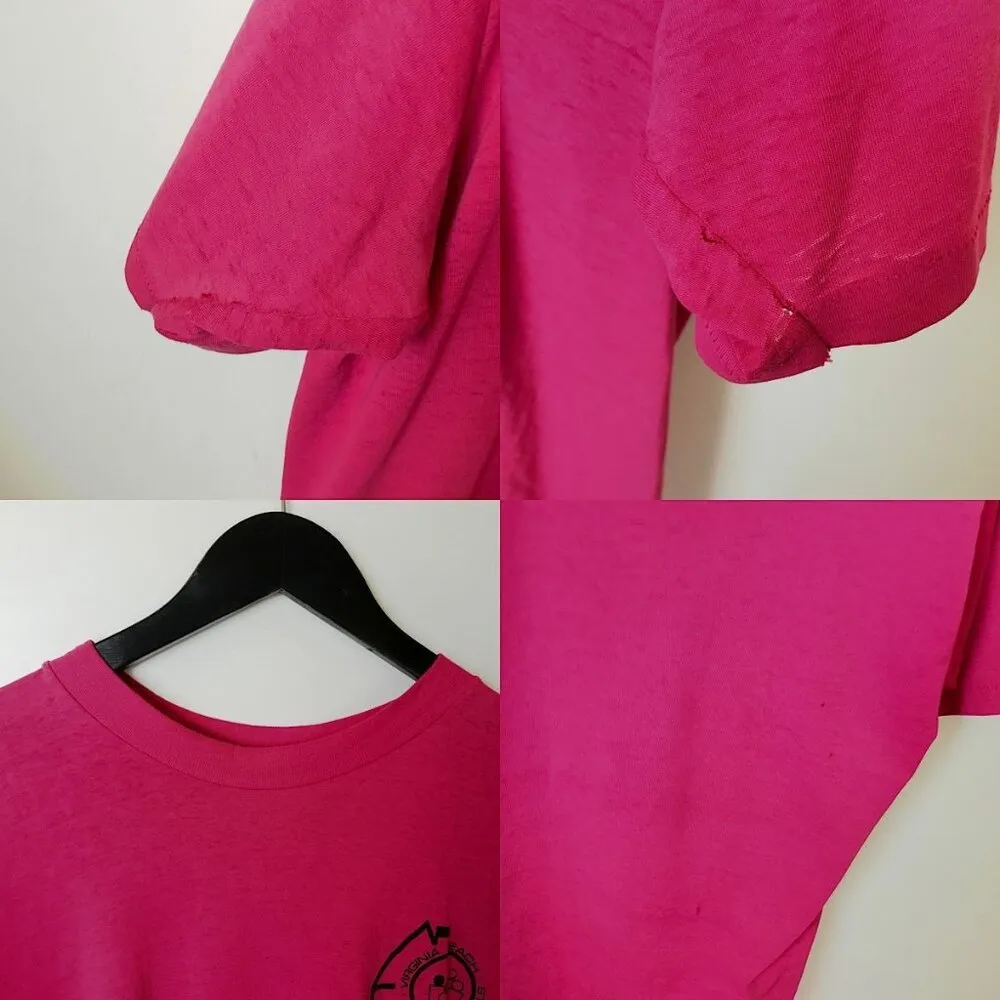 Vintage 80s 90s Hanes Fifty-Fifty Virginia Beach Public Schools Wellness Red XL - Image 8