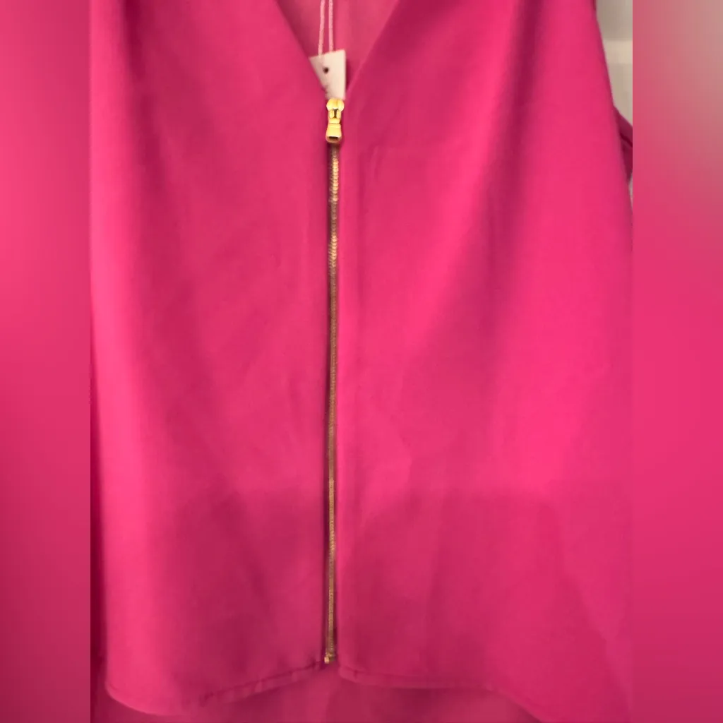 Trina Turk Banning Zip Up Top Snapdragon Somen’s Pink Sleeveless Top Size XS - Image 9
