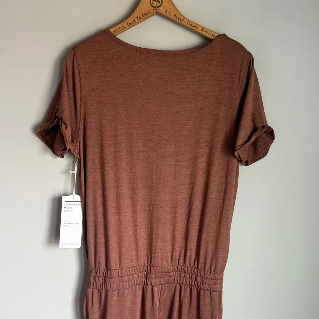 NEW Vuori All Day Short Sleeve Jogger Jumpsuit Terracotta Brown Small - Image 12