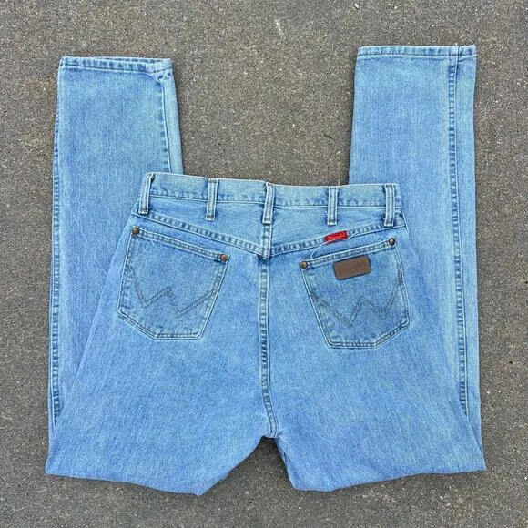 Ladies 90s Wrangler Light Wash High Rise Wedgie Fit Taper Leg Jeans 14MWZ 13x32 - Image 2