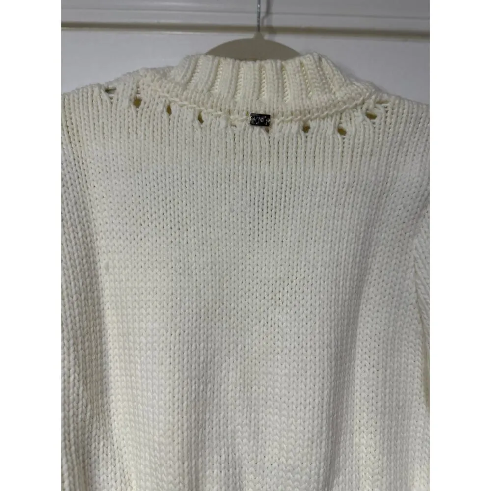 For Love & Lemons Jules Sweater Dress Cream Plus Size 1X NWT Ribbed Knit Fitted - Image 11