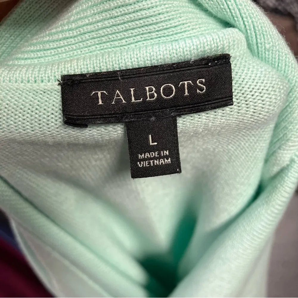 Talbots V-neck Button down cardigan Sweater Women Large Mint Spring Momcore soft - Image 12