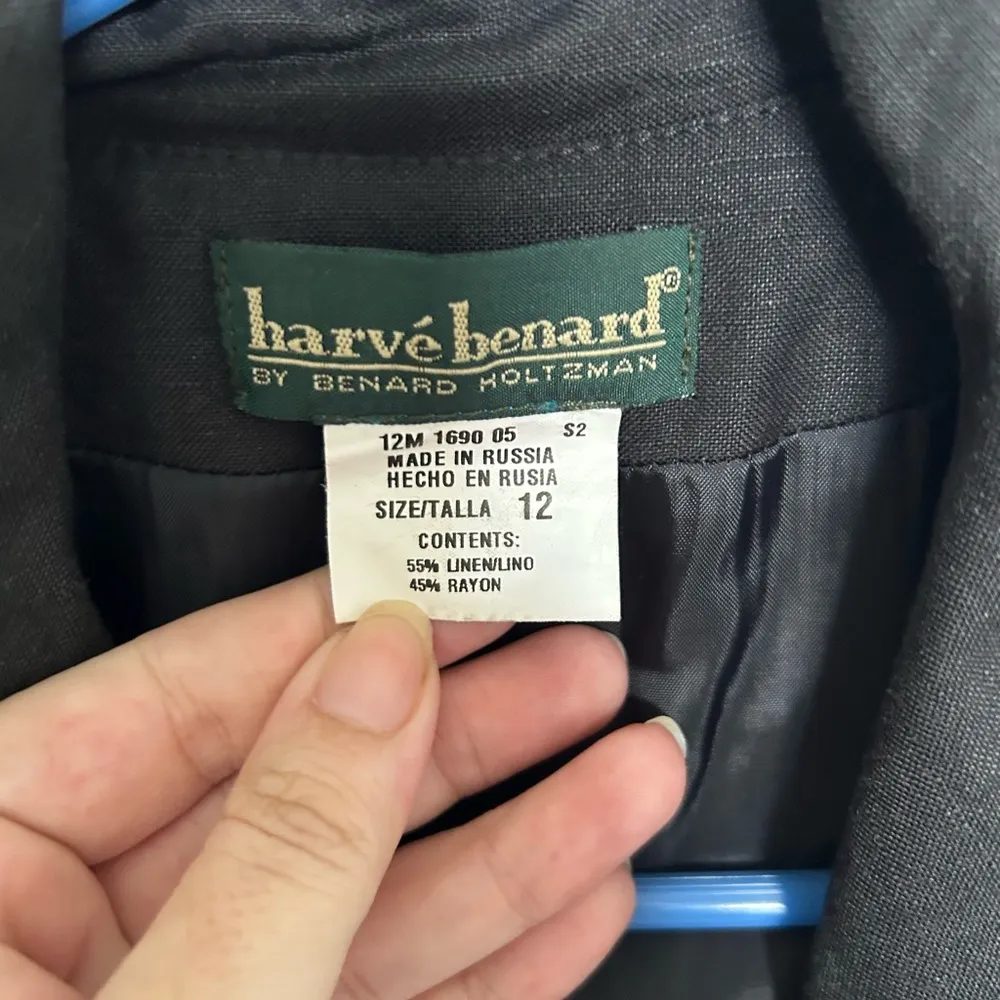 Harve Benard vintage black linen blend button down dress size 12 - Image 3