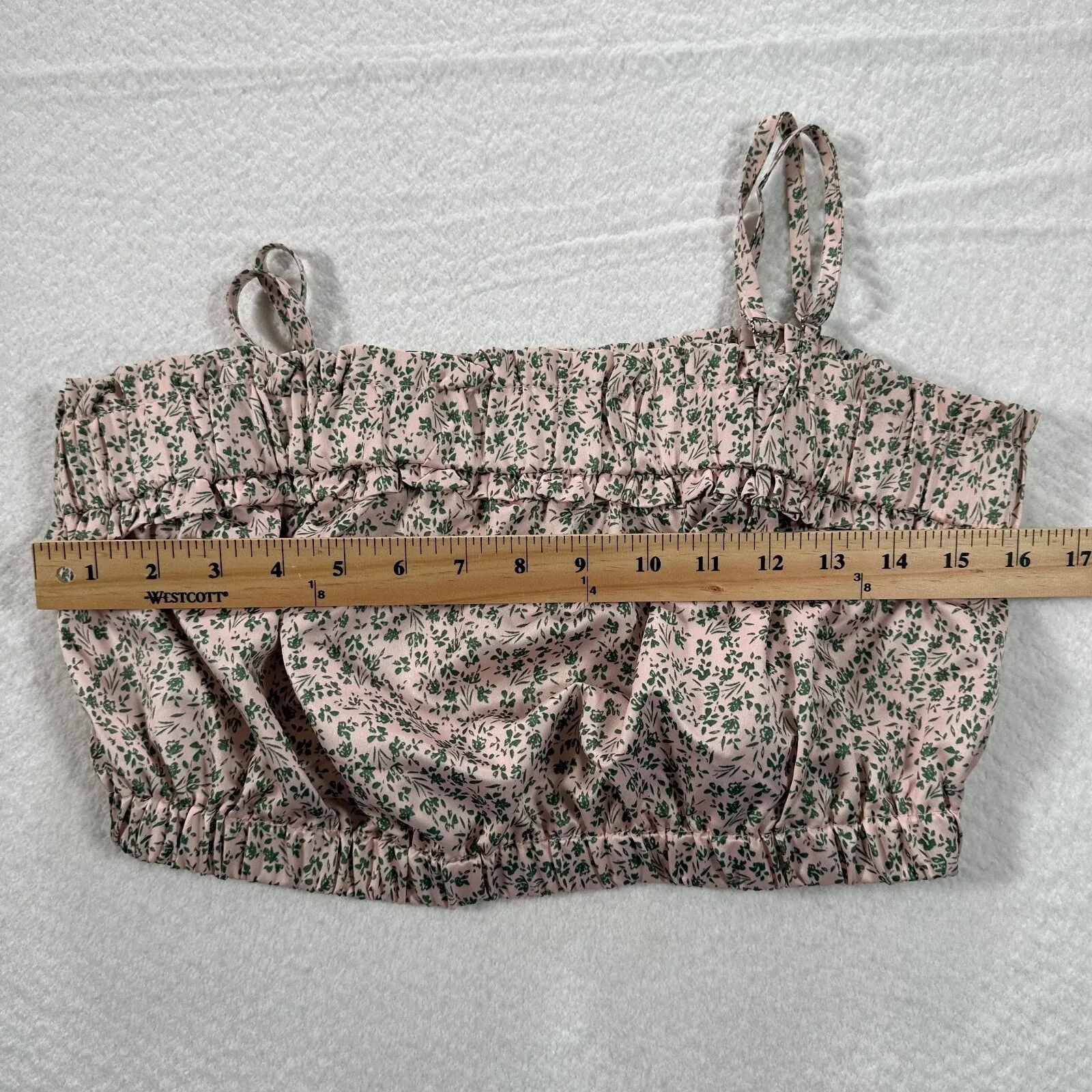 Whiteroom + Cactus Tube Top Spaghetti Strap Women's Large Pale Pink/Green Floral Pink - Image 7