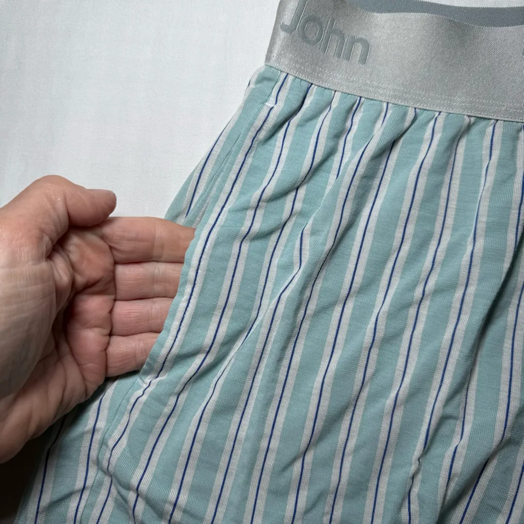 Tommy John Second Skin Luxe Rib Sleep Shorts Womens XSmall Striped Elastic Waist Blue Size XS - Image 2