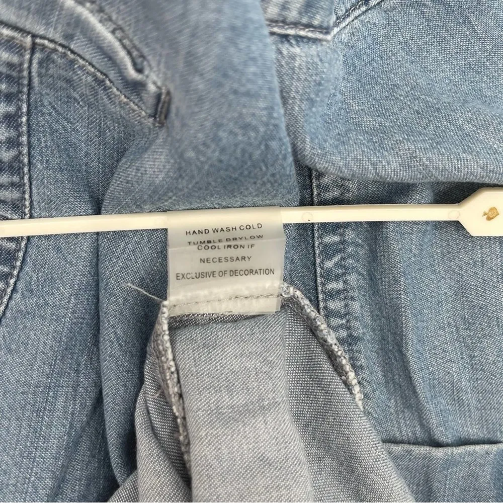 SUGARLIPS Skirt Denim Button Up Mini Soft Casual Comfy Summer Chambray SZ Large - Image 10