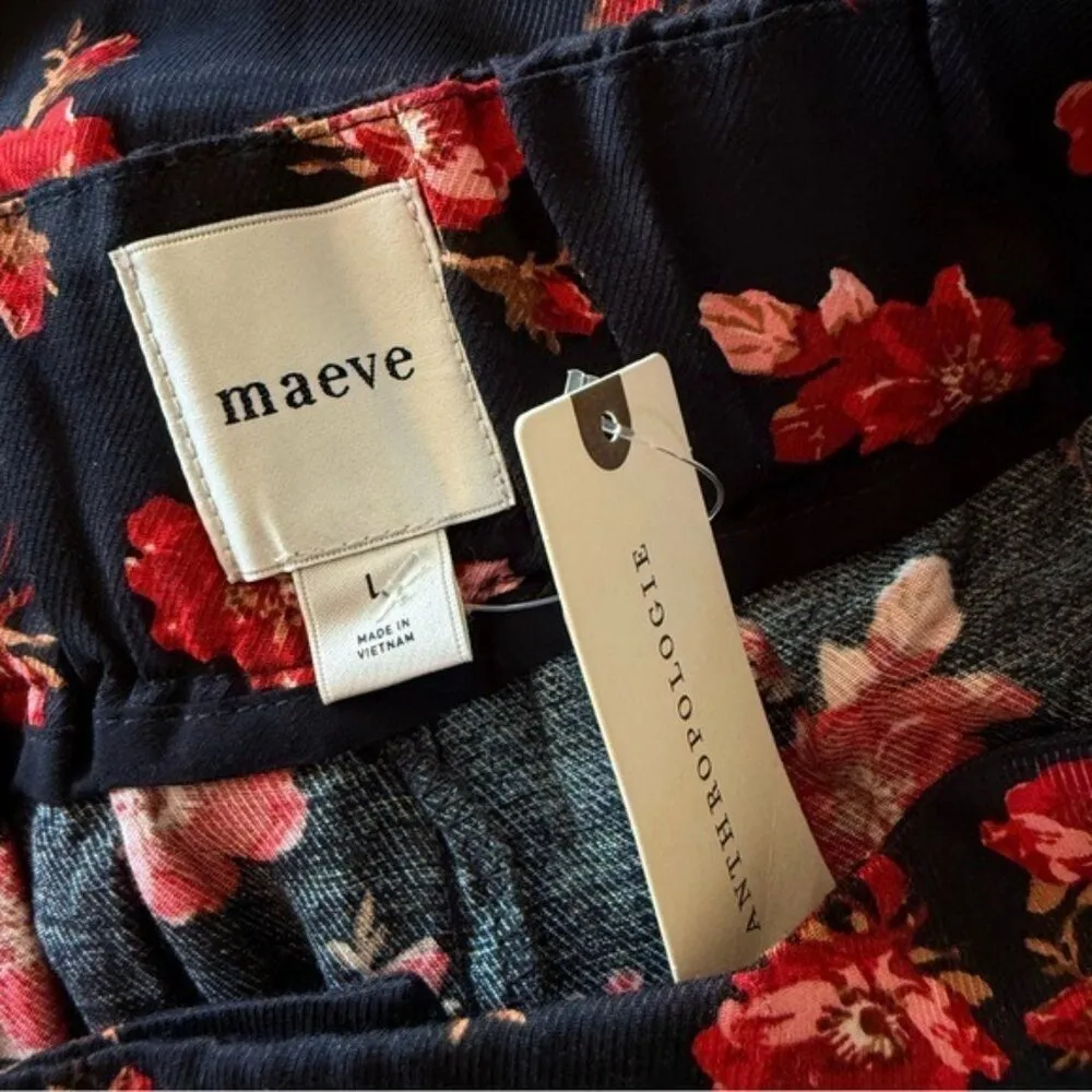 ANTHROPOLOGIE Maeve Floral Printed Wide Leg High Rise A-Line Culottes Size L NEW - Image 5