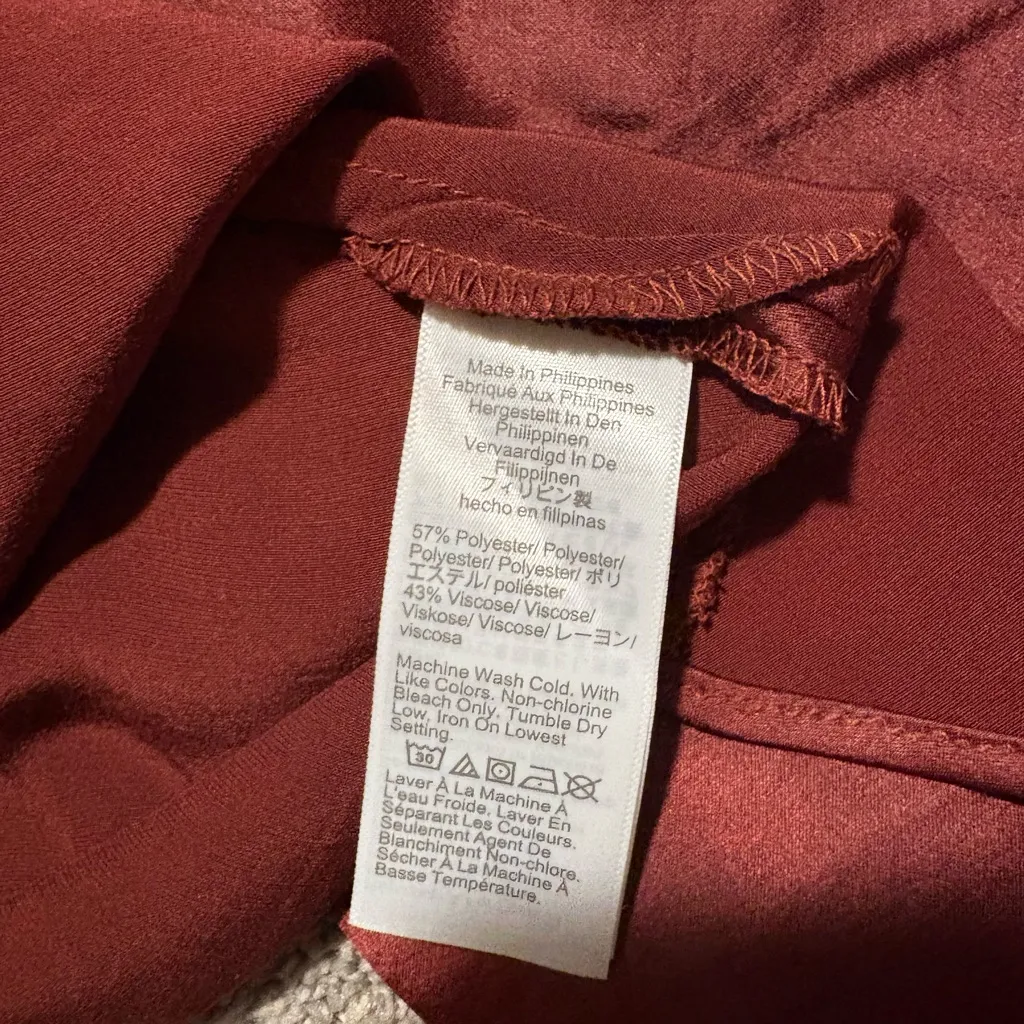 Madewell Rust Silky Satin Skirt with Drawstring tie Waist - Image 4