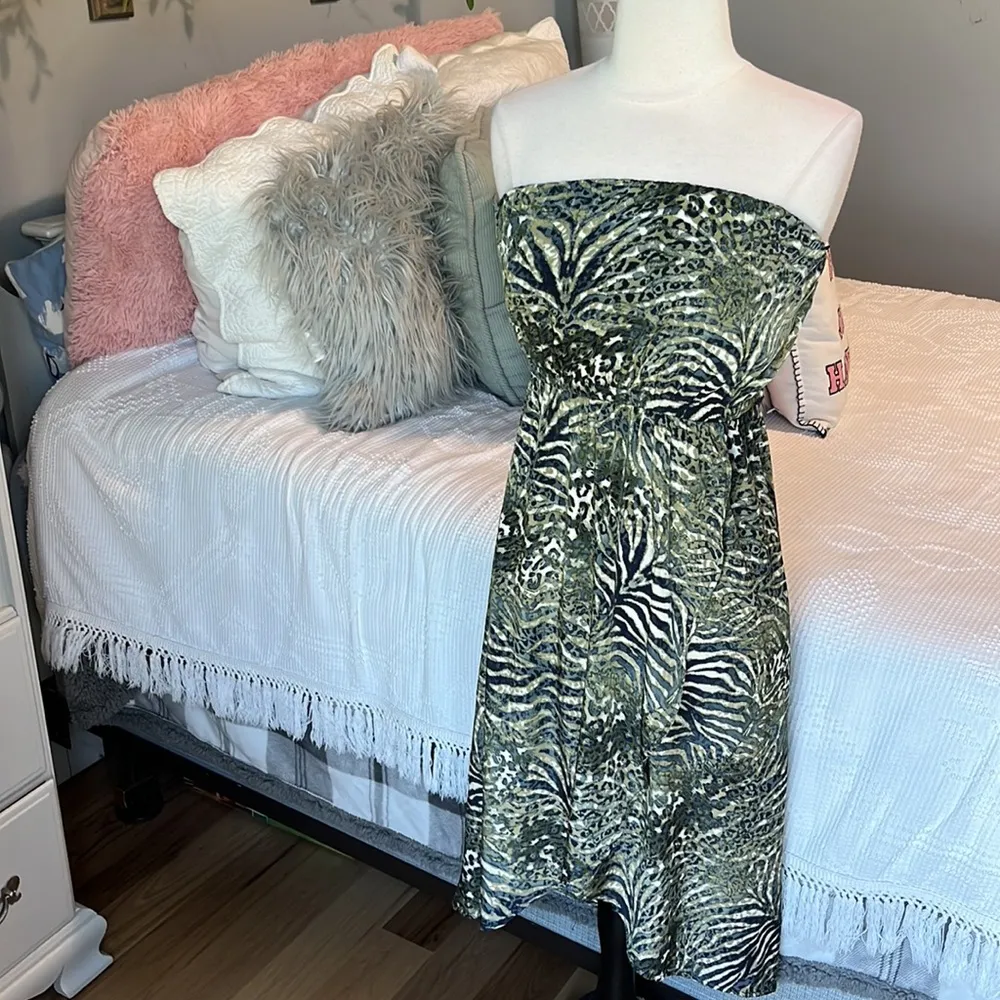 Ya Los Angeles Wrap Jungle Dress Strapless Off Shoulder Womens Medium - Image 12