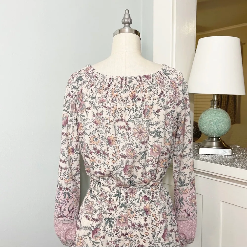 LOVESTITCH Pink Floral Ruffle Off Shoulder Boho Mini Dress Small Nwt - Image 10