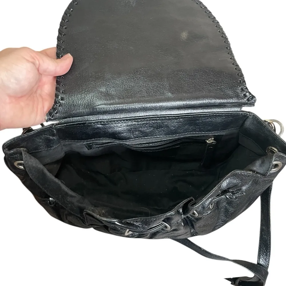 Black Leather Brown White Cowhide Boho Purse Mondrina Handbag Western Cowgirl - Image 5