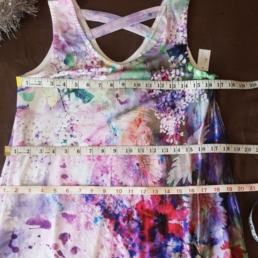 Time And Tru Pajamas Size XS  Size 0-2 Gown Dress Studded Colorful Pastel Floral - Image 11