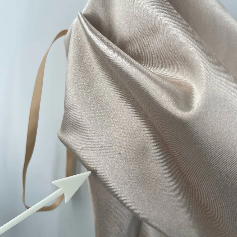 WINDSOR Kristen Dress Size Medium Midi Satin Bodycon Formal Cowl Neck Prom - Image 6