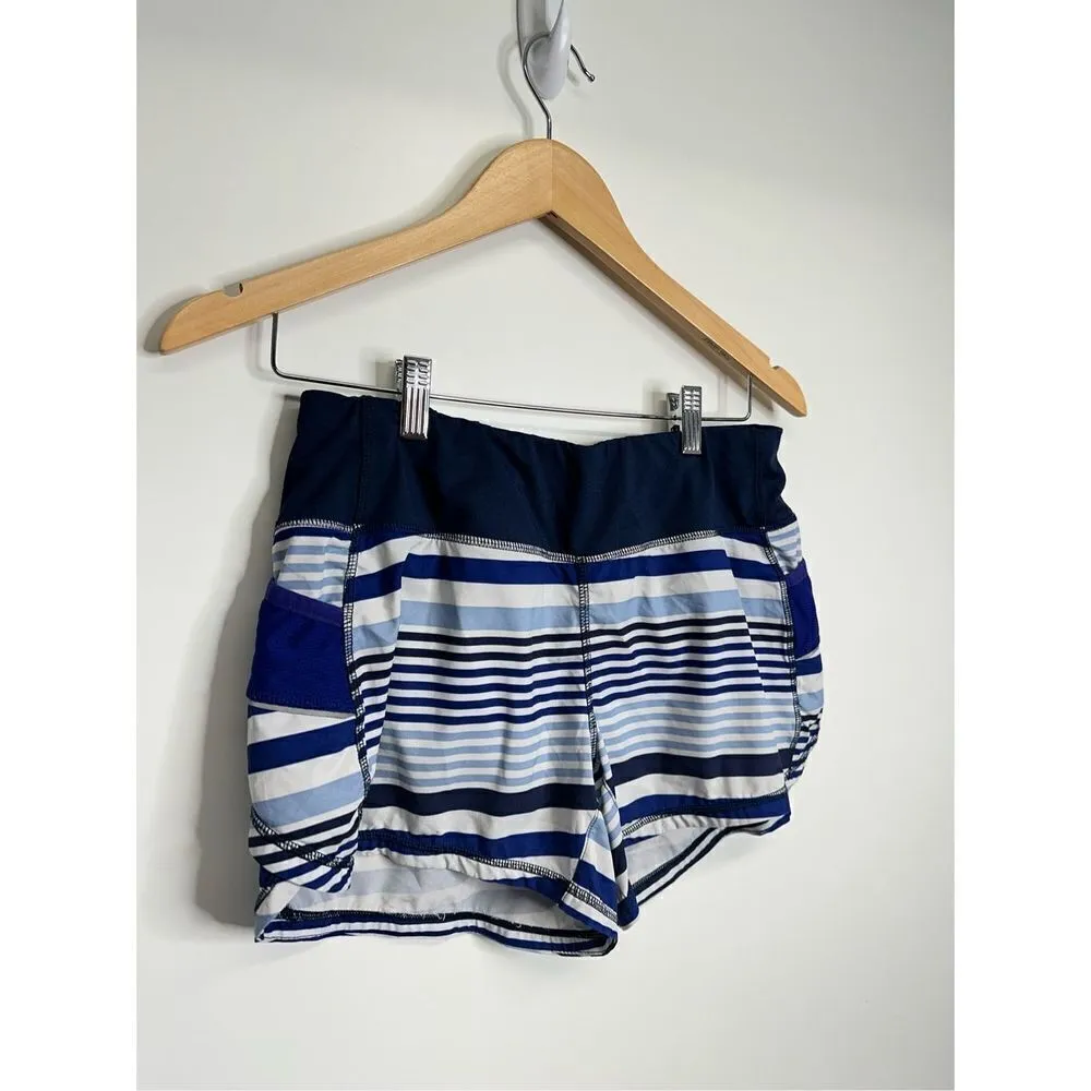 Athleta‎ Womens Athletic Striped Lined Blue/White Shorts Size XS - Image 4
