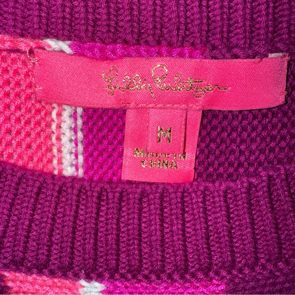 Lilly‎ Pulitzer Pink and Purple crewneck long sleeve Knit Sweater Size Medium - Image 11