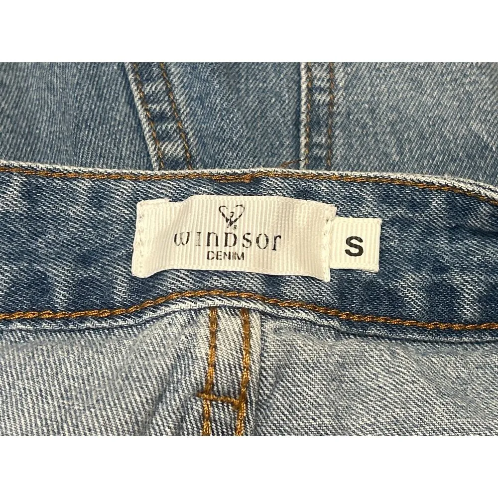 Windsor Blue Frayed Raw Hem Distressed High Waist Denim Jeans Cutoff Shorts Sz S - Image 4