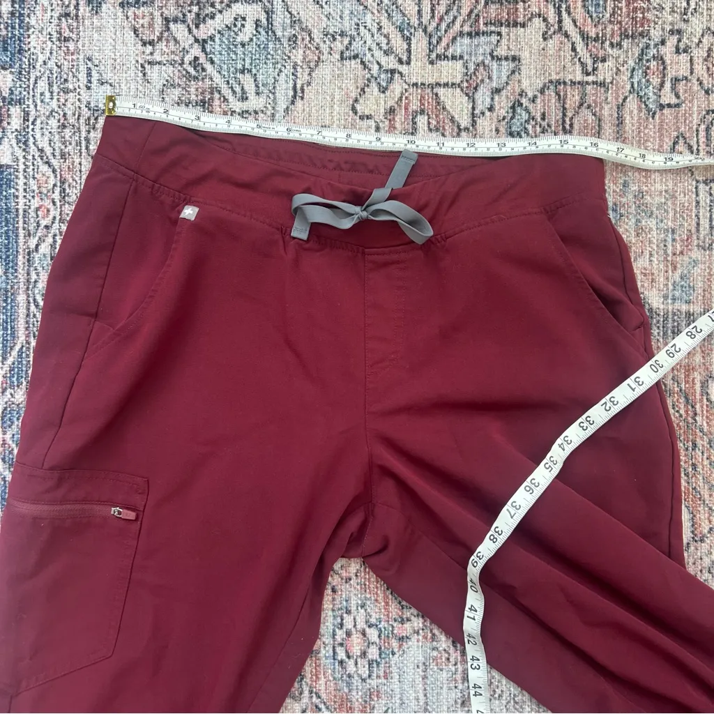 Figs Zamora Jogger Scrub Pants Burgundy Drawstring Waist Slim Fit Large Tall - Image 12