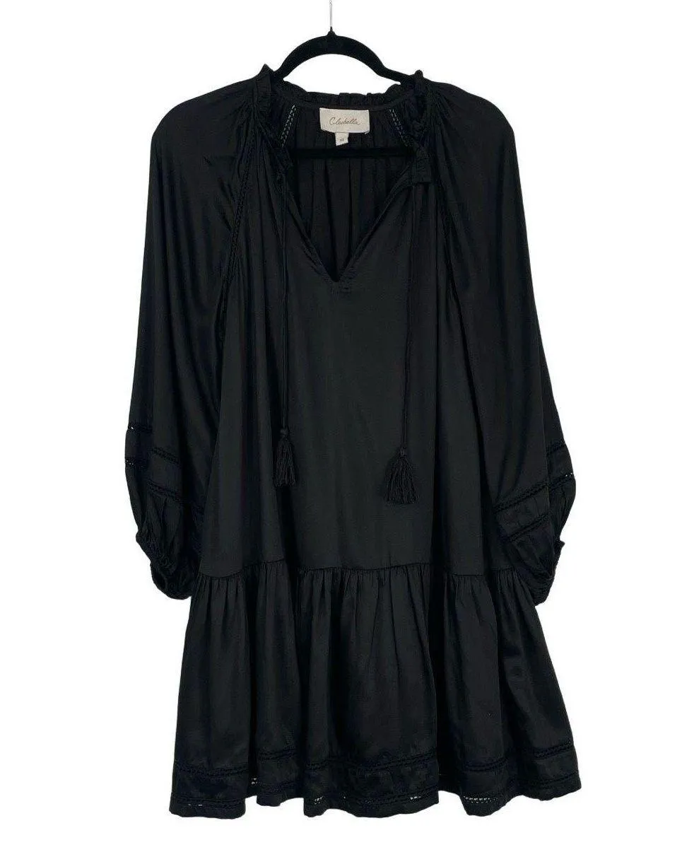 Cleobella Women's Black Bohemian Loose Fit Long Sleeve Tassel Tie Dress Size XS - Image 1