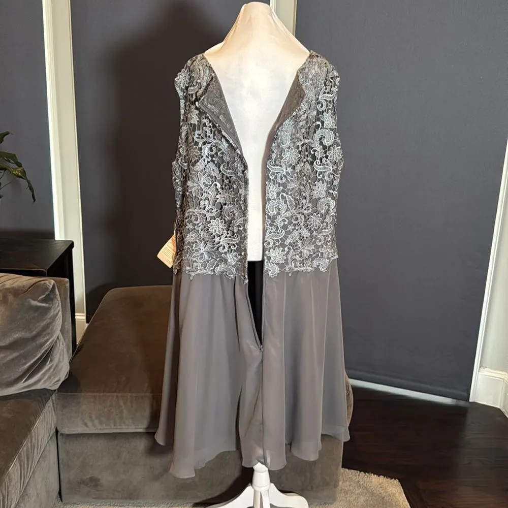 Women’s Gray Chiffon & Lace Formal Dress Matching Jacket Size XXL 20/22 NWT - Image 8
