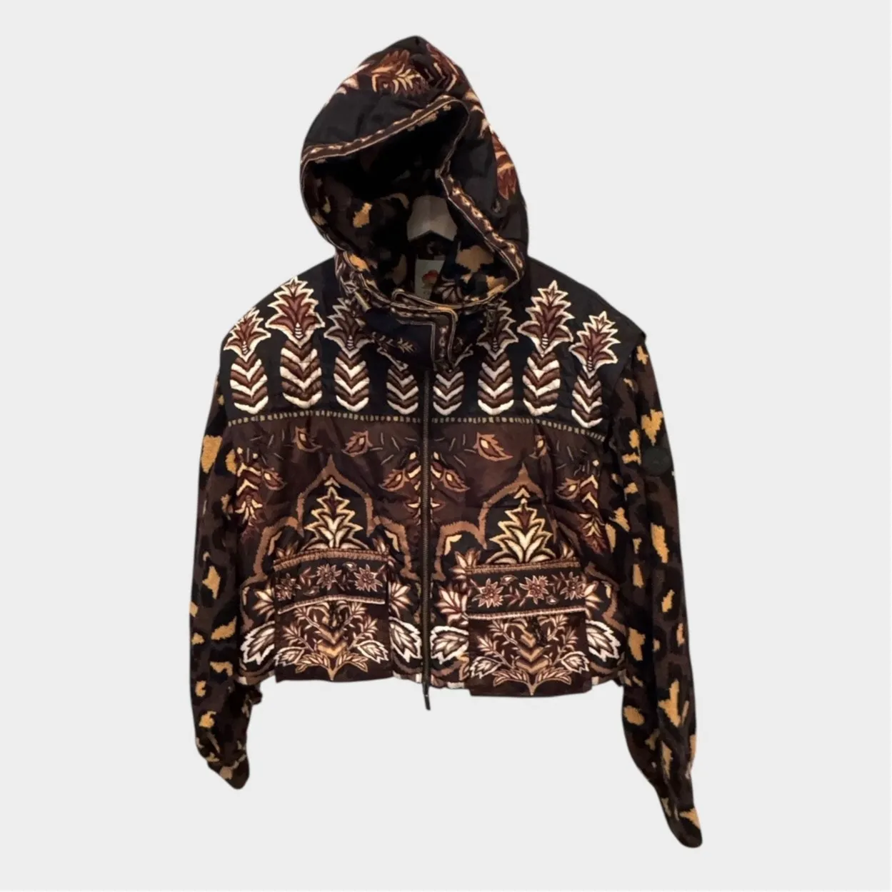 Farm Rio Brown Winter Ainika Puffer Jacket Size Medium - Image 6