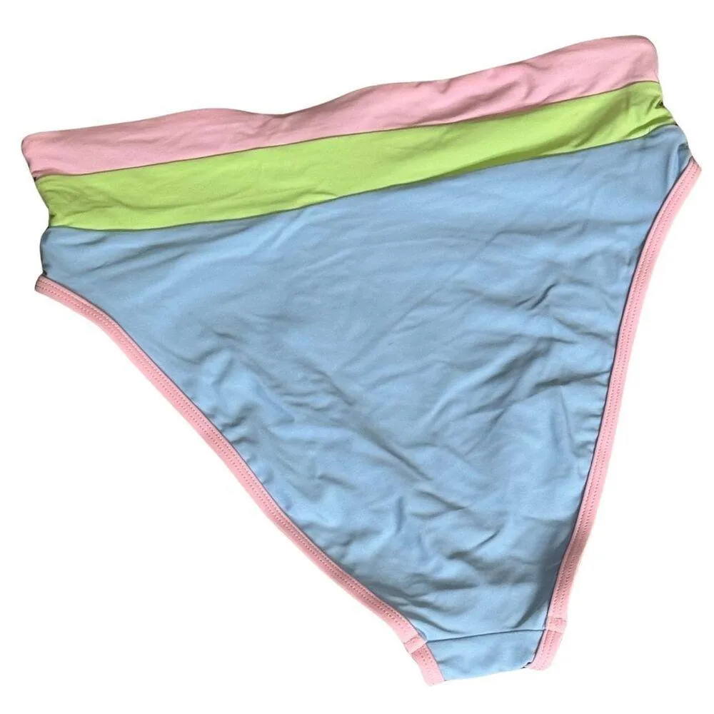 SALT + COVE High Waisted Cheeky Stripe Swim Bottom Brief Periwinkle Blue NWT L Size L - Image 6