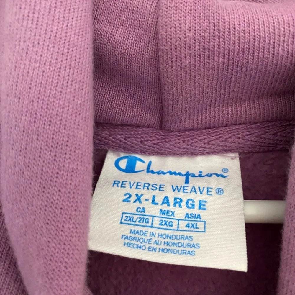 Champion Purple Oversized Reverse Weave Logo Hoodie Sweatshirt Size 2XL - Image 6