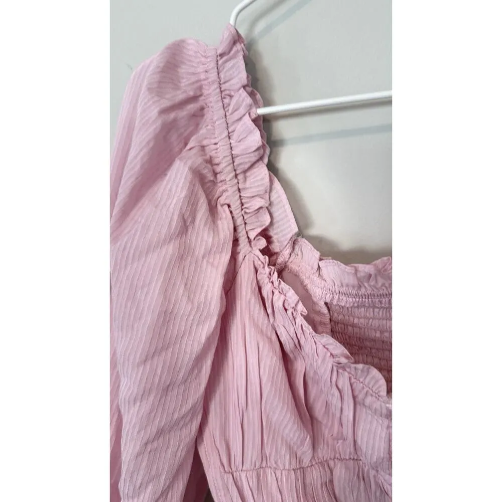 ASTR The Label Amber Puff Sleeve Smocked Corset Blouse Dusty Rose Small 1759 - Image 5