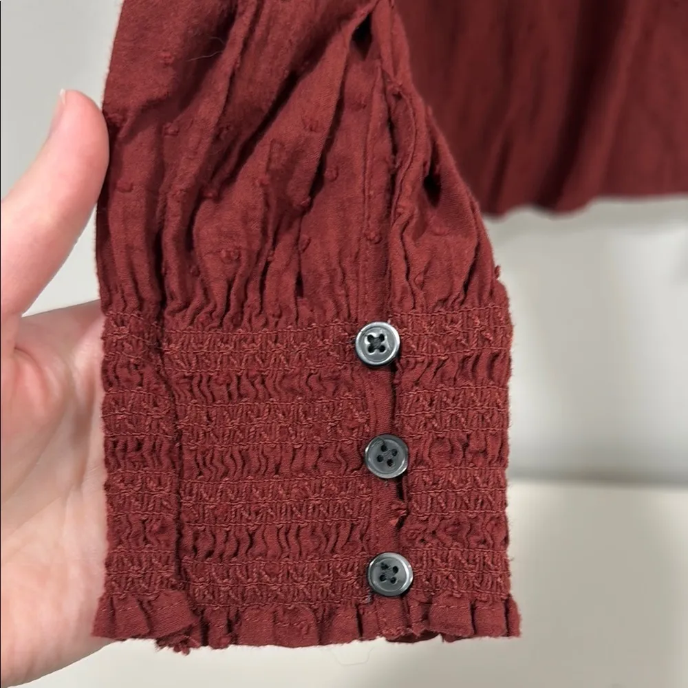 Madewell Sheer-Sleeve Mockneck Top in Clip Dot Size Small EUC - Image 7