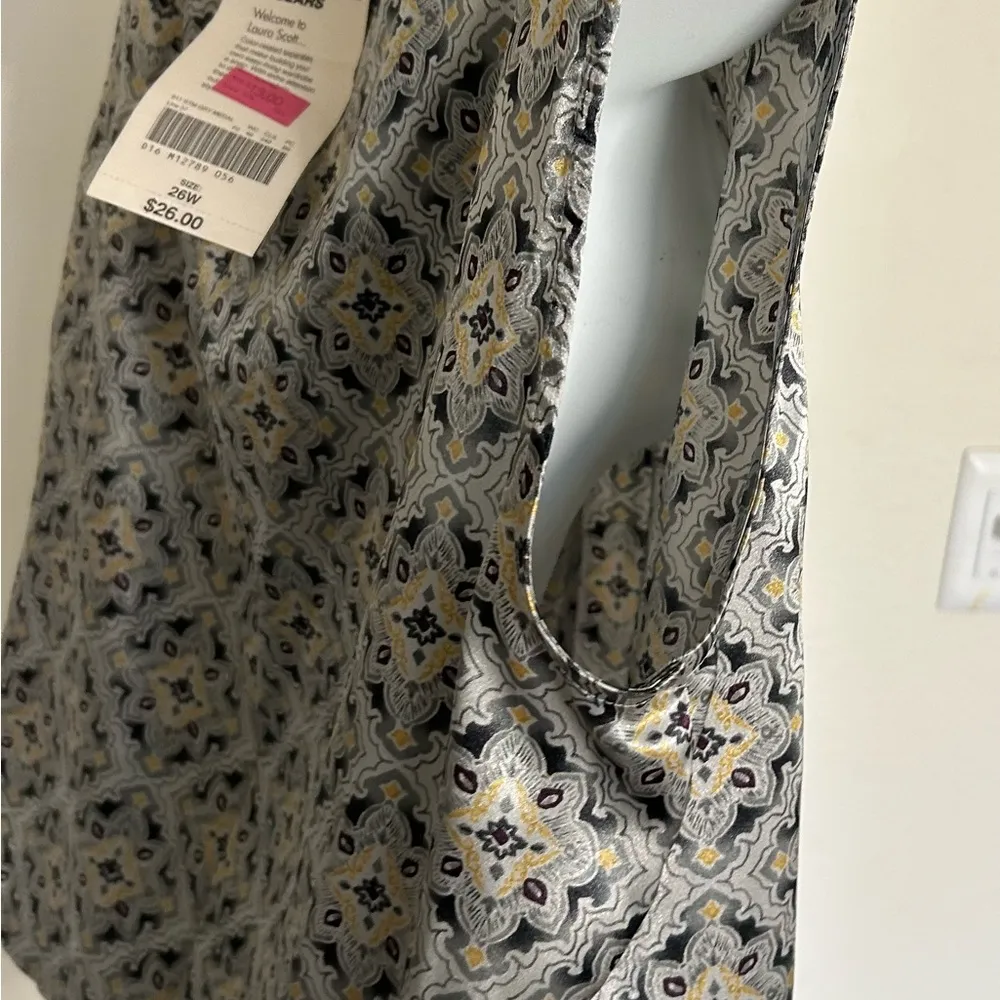 Laura Scott Gray Boxy Blouse with Elegant Pattern-Vintage Sears w/tags-gorgeous - Image 9