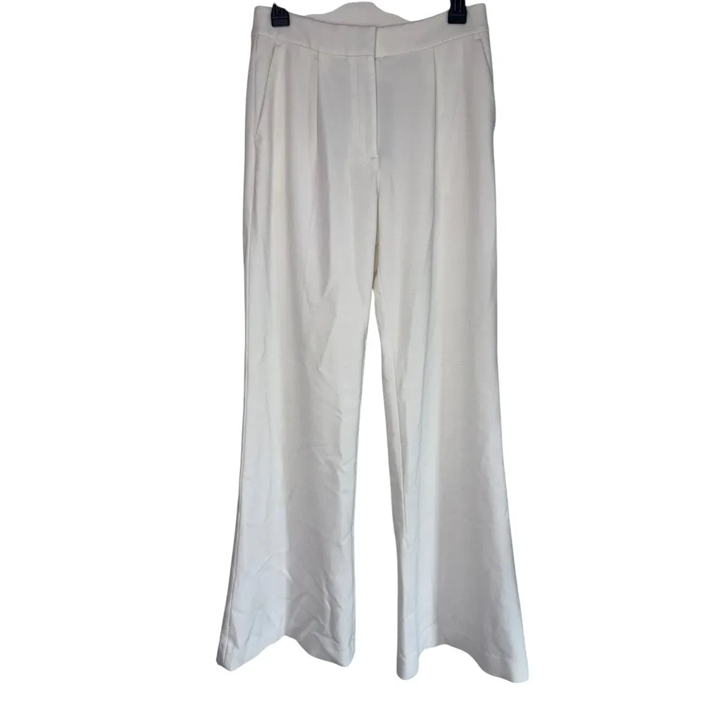 SANS FAFF Pin Tuck Palazzo Pants in White Small New Womens Tailored Trousers - Image 5