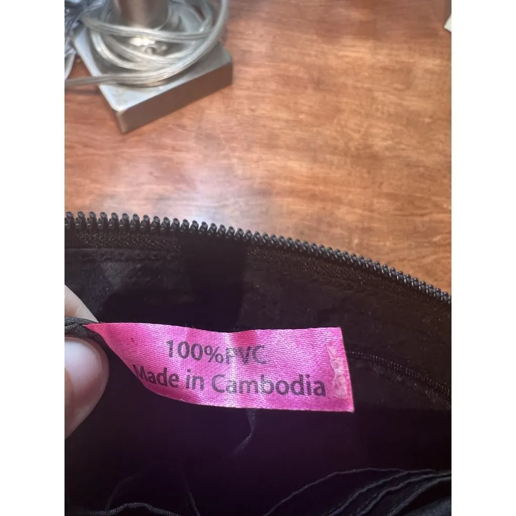 Trina Turk Black Wristlet Wallet Matching Keychain Cardholder Set Faux Leather - Image 9