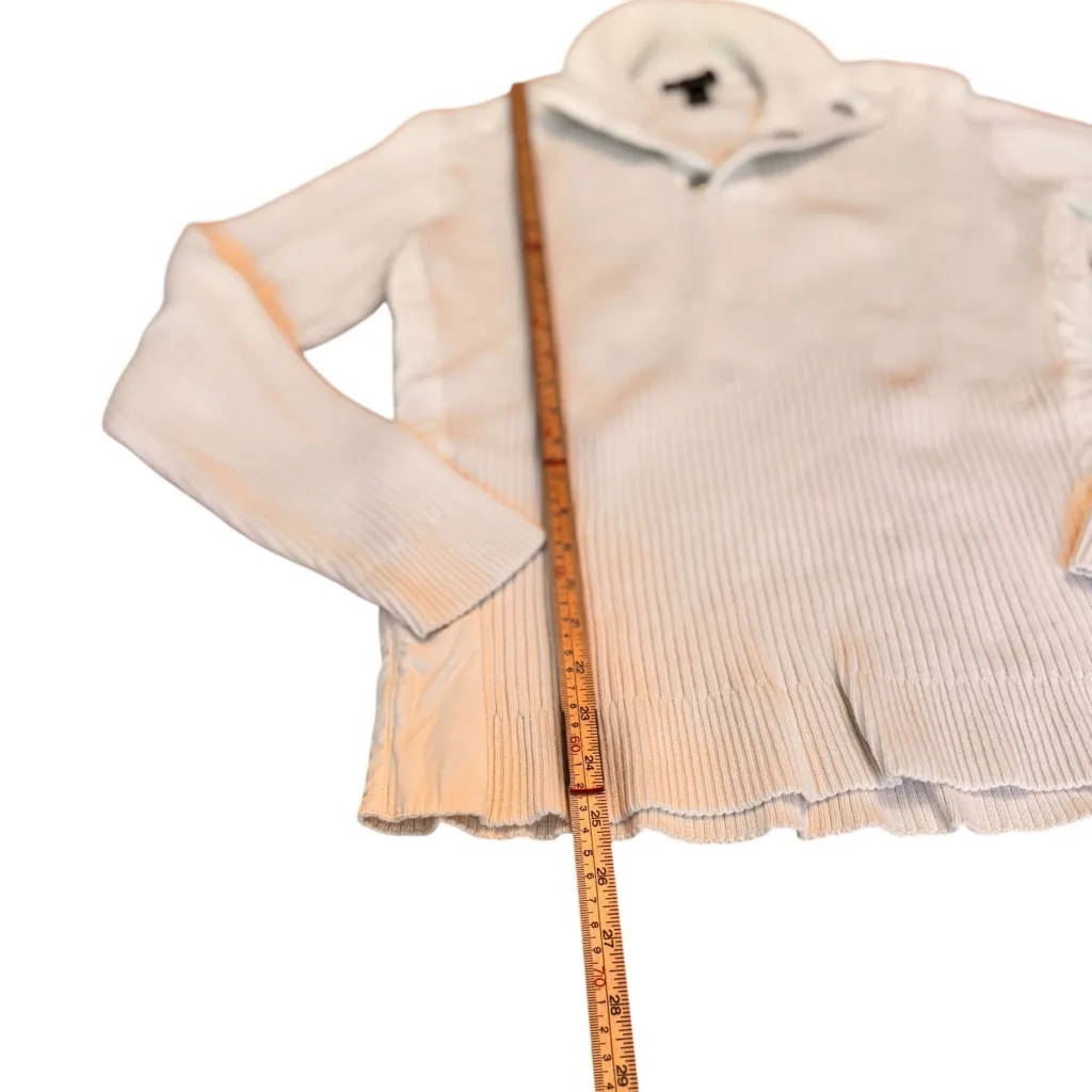 INC International Concepts Ribbed Snap Collar Oatmeal Cotton Sweater Large Soft White - Image 10