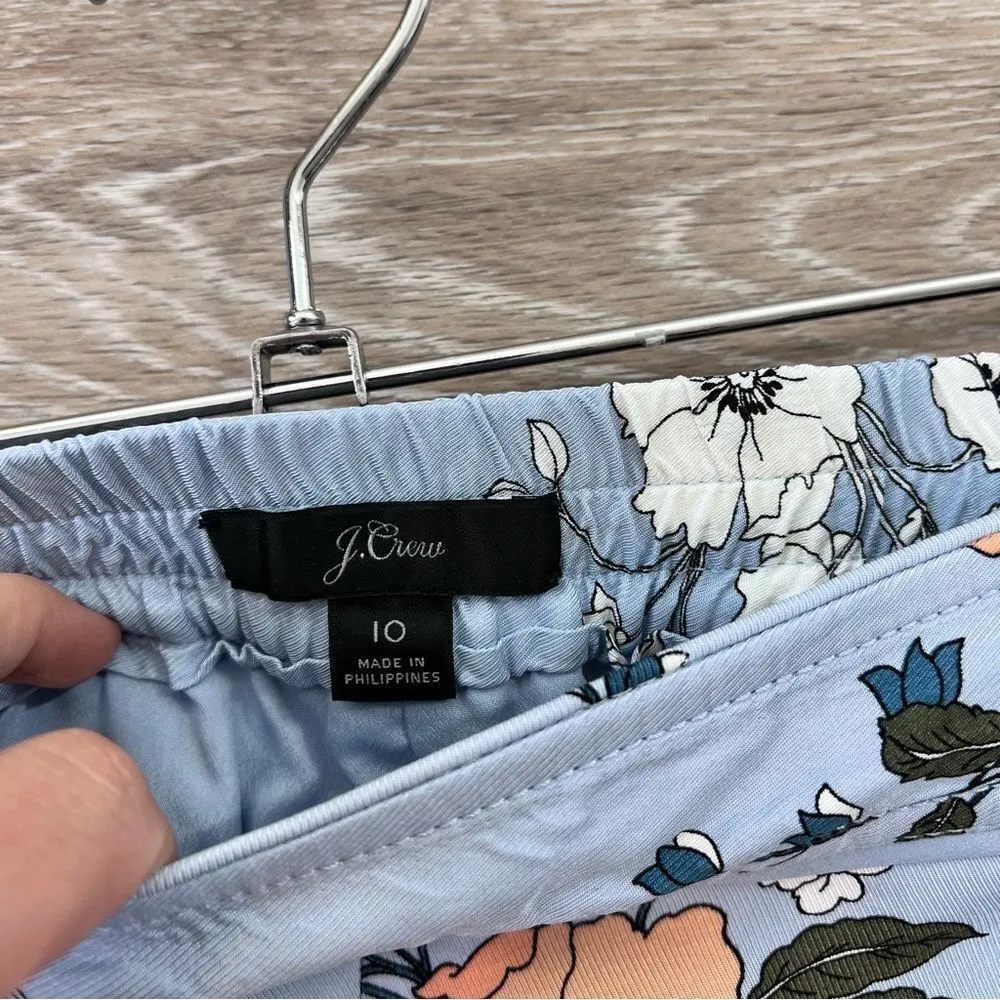 J. Crew High rise work dress pants ankle blue‎ garden floral - Image 6