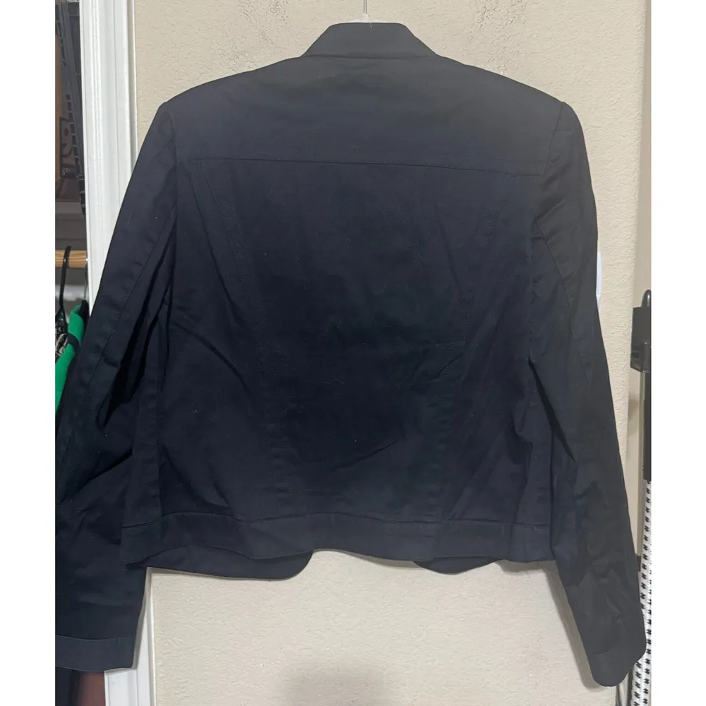 MOTIVI Made in Italy Black Military Jacket cropped snap front womens sz 12 - Image 7