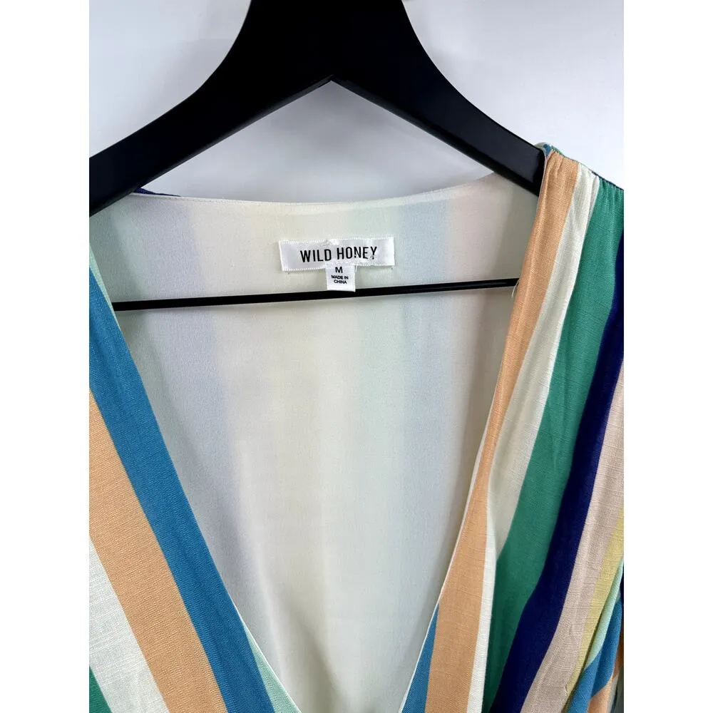 Wild Honey Striped Wrap Front Asymmetric Dress Size Medium - Image 3